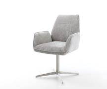Drehstuhl Zoa-Flex Chenille Silbergrau Fußkreuz Edelstahl 360° drehbar...