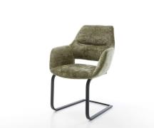 Freischwinger Yago-Flex mit Armlehnen Chenille Olive Freischwinger fla...