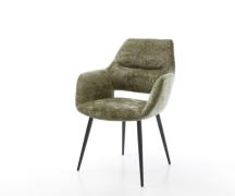 Esszimmerstuhl Yago-Flex mit Armlehnen Chenille Olive 4-Fuß konisch Sc...