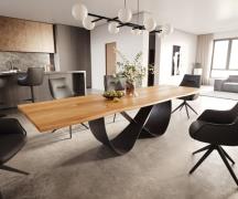 Esstisch Edge 300x100x4 Eiche Natur Infinity Metall Schwarz Live-Edge