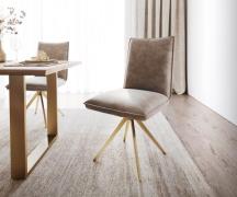 Drehstuhl Lelio-Flex Taupe Vintage Kreuzgestell kantig Gold 180° drehb...