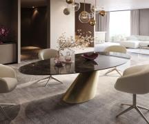 Esstisch Edge Oval 280x130 Keramik Laminam® Emperador Extra Lucidato D...