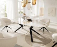 Esstisch Edge Oval 220x120 Keramik Minas Melange Weiß-Beige Zenthara k...