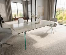 Esstisch Edge 200x100 Keramik Laminam® Onice Oro ?Gestell Glas