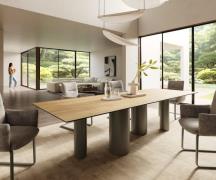Esstisch Edge 300x100 Keramik Laminam® Sabbia Eichefarbig Pilier Metal...