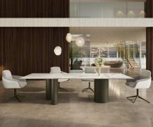 Esstisch Edge 300x100 Keramik Calacatta Luxe Weiß-Gold-Grau Troa Metal...