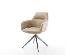 Drehstuhl Pejo-Flex Mikrofaser Beige Vintage Kreuzgestell breit Graphi...