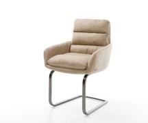 Freischwinger Abelia-Flex mit Armlehnen Mikrofaser Beige Vintage Freis...