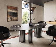 Esstisch Edge Oval 220x120 Keramik Laminam® Nero Greco Anthrazit Troa ...