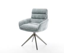 Drehstuhl Abelia-Flex mit Armlehnen Chenille Pastellblau Kreuzgestell ...