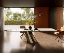 Esstisch Edge 300x100 Keramik Laminam® Onice Oro ?Parabel Metallic Gol...