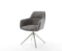 Drehstuhl Pejo-Flex Bouclé Grau Kreuzgestell breit Edelstahl 360° dreh...