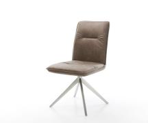 Drehstuhl Vinjo-Flex Mikrofaser Taupe Vintage Kreuzgestell breit Edels...