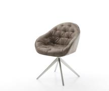 Drehstuhl Gaio-Flex Mikrofaser Taupe Vintage Kreuzgestell breit Edelst...