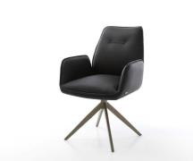 Drehstuhl Zoa-Flex Echt-Leder Schwarz Kreuzgestell breit Effektfinish ...