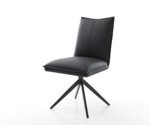 Drehstuhl Lelio-Flex Echt-Leder Schwarz Kreuzgestell breit Schwarz 360...