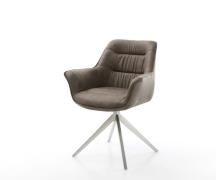 Drehstuhl Kaira-Flex Mikrofaser Taupe Vintage Kreuzgestell breit Edels...