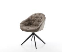 Drehstuhl Gaio-Flex Mikrofaser Taupe Vintage Kreuzgestell breit Schwar...