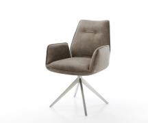 Drehstuhl Zoa-Flex Mikrofaser Taupe Vintage Kreuzgestell breit Edelsta...