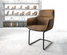 Schwingstuhl Pejo-Flex Braun Antik Freischwinger rund Schwarz