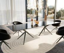 Esstisch Edge 300x100 Reliefglas Rauchschwarz 3D-Design Estelar rund M...