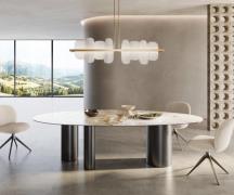 Esstisch Edge Oval 280x130 Keramik Minas Melange Weiß-Beige Troa Edels...