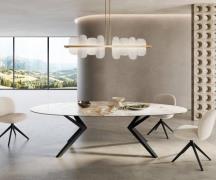 Esstisch Edge Oval 280x130 Keramik Minas Melange Weiß-Beige Zenthara k...