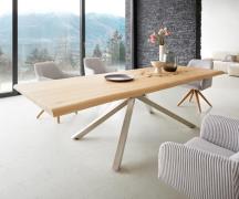 Esstisch Edge 260x100 Eiche Natur Kreuzgestell Rechteck Edelstahl Live...
