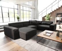 Wohnlandschaft Sirpio 300x200 cm Mikrofaser Schwarz Recamiere variabel
