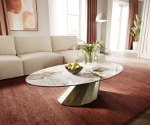 Couchtisch Edge Oval 140x80 cm Keramik Minas Melange Parabi Metallic G...