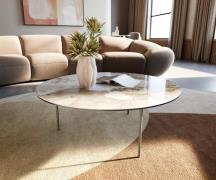 Couchtisch Edge Rund 90x90 cm Keramik Minas Melange Trive Metall Effek...