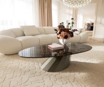 Couchtisch Edge Oval 140x75 cm Keramik Laminam® Emperador Extra Lucida...