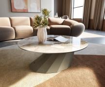 Couchtisch Edge Rund 90x90 cm Keramik Minas Melange Parabi Metall Effe...