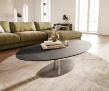 Couchtisch Edge Oval 140x80 cm Keramik Laminam® Noir Desir Braun Viban...