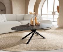Couchtisch Edge Oval 140x75 cm Keramik Laminam® Noir Desir Braun Sarit...