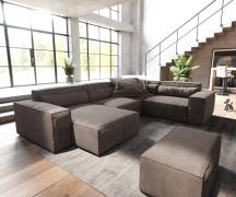 Wohnlandschaft Sirpio 300x200 cm Mikrofaser Khakibraun Recamiere varia...