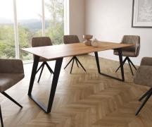 Esstisch Edge 180x90 Akazie Natur Metall Schräg Schwarz Schweizer Kant...
