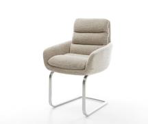 Freischwinger Abelia-Flex mit Armlehnen Webstoff Soft Beige Freischwin...