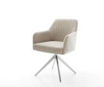 Drehstuhl Greg-Flex Webstoff Soft Beige Kreuzgestell breit Edelstahl 3...