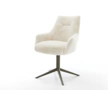 Drehstuhl Alja-Flex mit Armlehnen Plüsch Creme-Weiß Fußkreuz Effektfin...