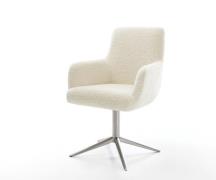 Drehstuhl Heira-Flex mit Armlehnen Teddystoff Beige Fußkreuz Edelstahl...