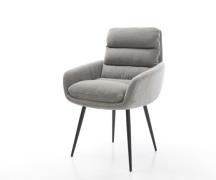 Esszimmerstuhl Abelia-Flex mit Armlehnen Strukturstoff Soft Grau 4-Fuß...