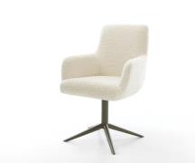 Drehstuhl Heira-Flex mit Armlehnen Teddystoff Beige Fußkreuz Effektfin...