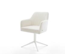 Drehstuhl Greg-Flex Bouclé Soft Beige Fußkreuz Weiß 360° drehbar Wippf...