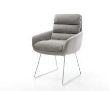 Esszimmerstuhl Abelia-Flex mit Armlehnen Strukturstoff Soft Grau Kufen...