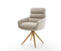 Drehstuhl Abelia-Flex mit Armlehnen Webstoff Soft Beige Holzgestell ka...