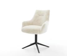 Drehstuhl Alja-Flex mit Armlehnen Plüsch Creme-Weiß Fußkreuz Schwarz 3...