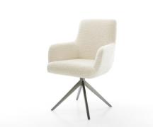 Drehstuhl Heira-Flex mit Armlehnen Teddystoff Beige Kreuzgestell breit...