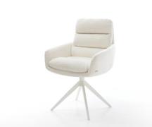 Drehstuhl Abelia-Flex mit Armlehnen Bouclé Soft Beige Kreuzgestell bre...