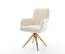 Drehstuhl Heira-Flex mit Armlehnen Teddystoff Beige Holzgestell kantig...